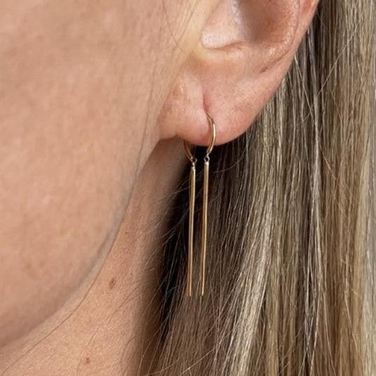 Brinco Argola Palitos 2cm Ouro 18k