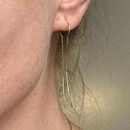 Brinco Argola Palitos Curva Ouro 18k