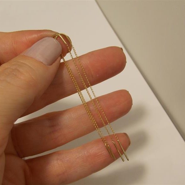 Brinco Corrente Gancho Pino Ouro 18k