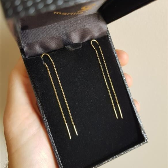 Brinco Corrente Gancho Pino Ouro 18k