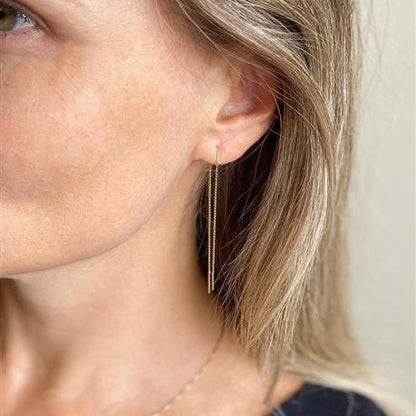 Brinco Corrente Gancho Pino Ouro 18k