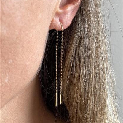 Brinco Corrente Gancho Pino Ouro 18k