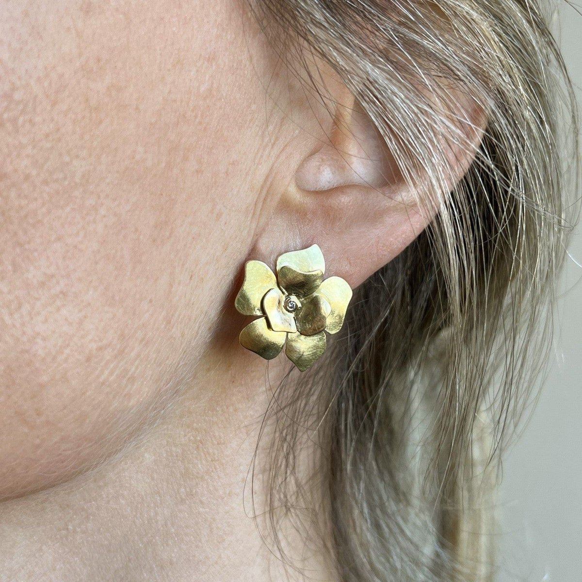 Brinco Flor Ouro 18k