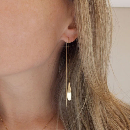 Brinco Gancho Corrente Gota Ouro 18k
