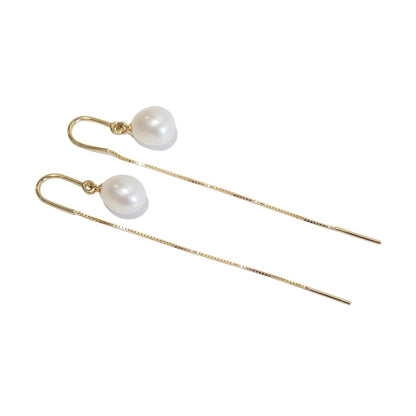 Brinco Gancho Pérola e Corrente Ouro 18k