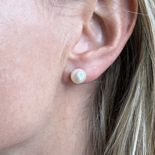 Brinco Pérola 9mm Ouro 18k