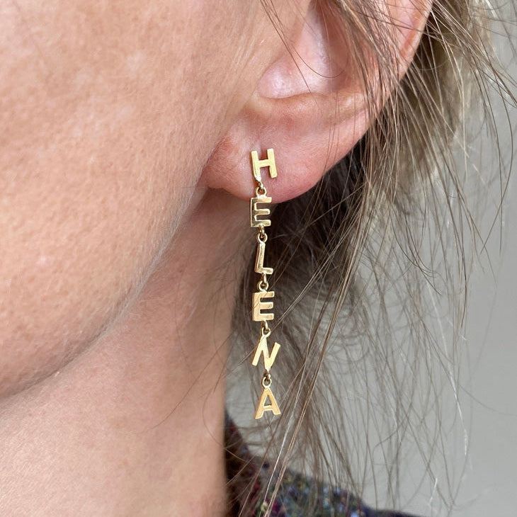 Brinco Único Nome 6 Letras Ouro 18k