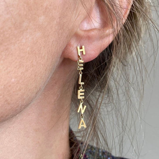 Brinco Único Nome 6 Letras Ouro 18k