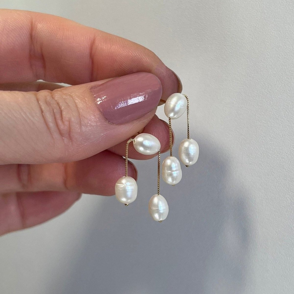 Brinco Trio de Pérolas Ouro 18k