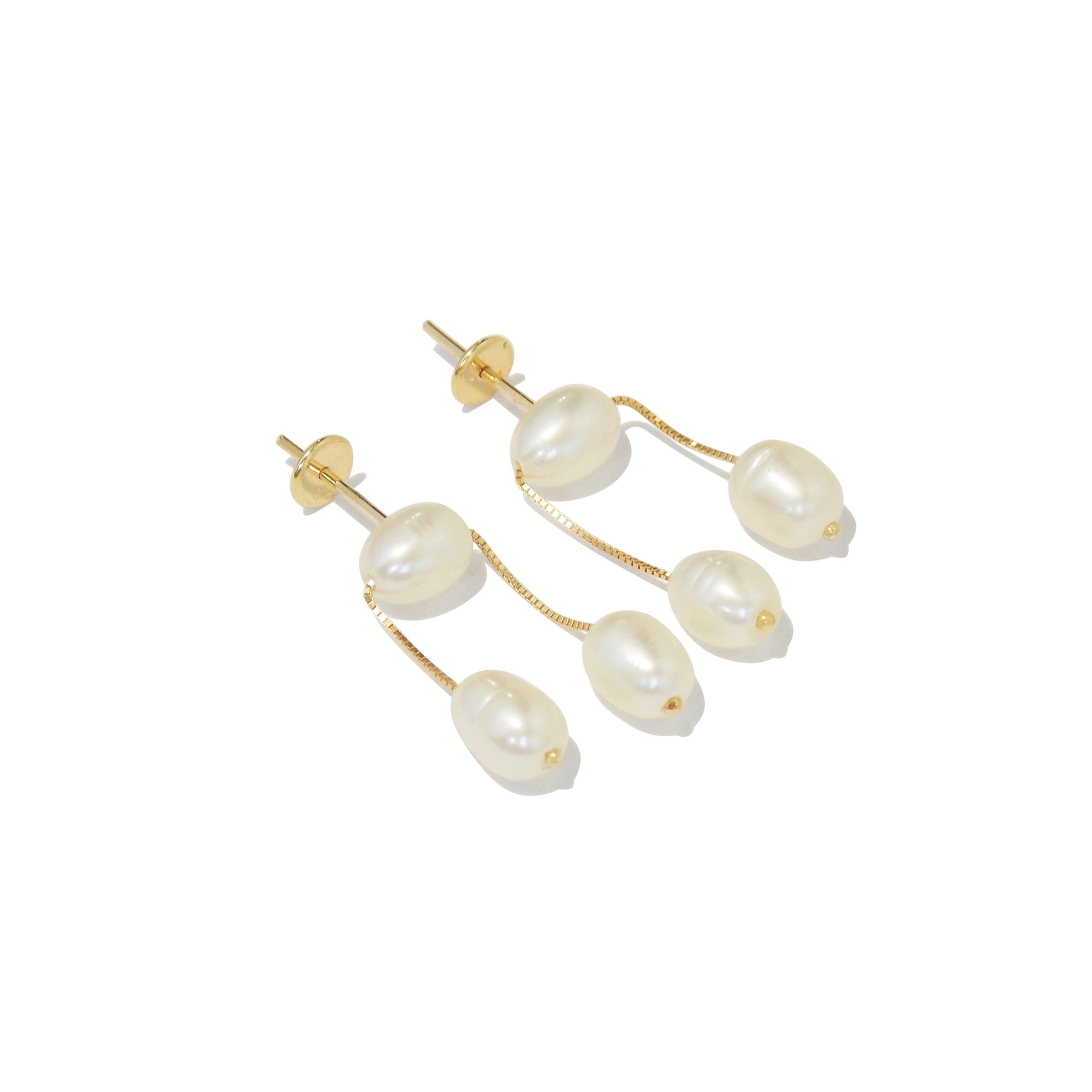 Brinco Trio de Pérolas Ouro 18k