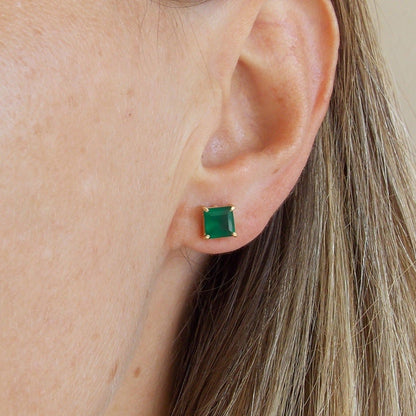 Brinco Solitário Crisoprasio Ouro 18k