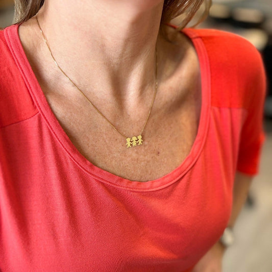 Colar 3 Filhos Unidos Cabelinho Ouro 18k