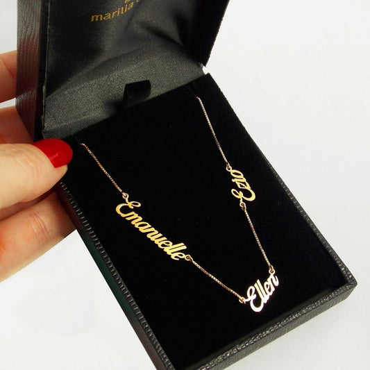 Colar 3 Nomes Ouro 18k