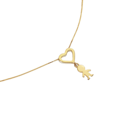 Colar Amor Menino Ouro 18k em fundo branco
