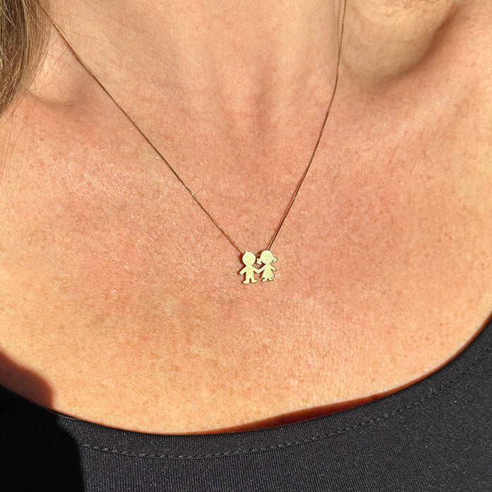 Colar Casal Filhos 1cm Ouro 18k
