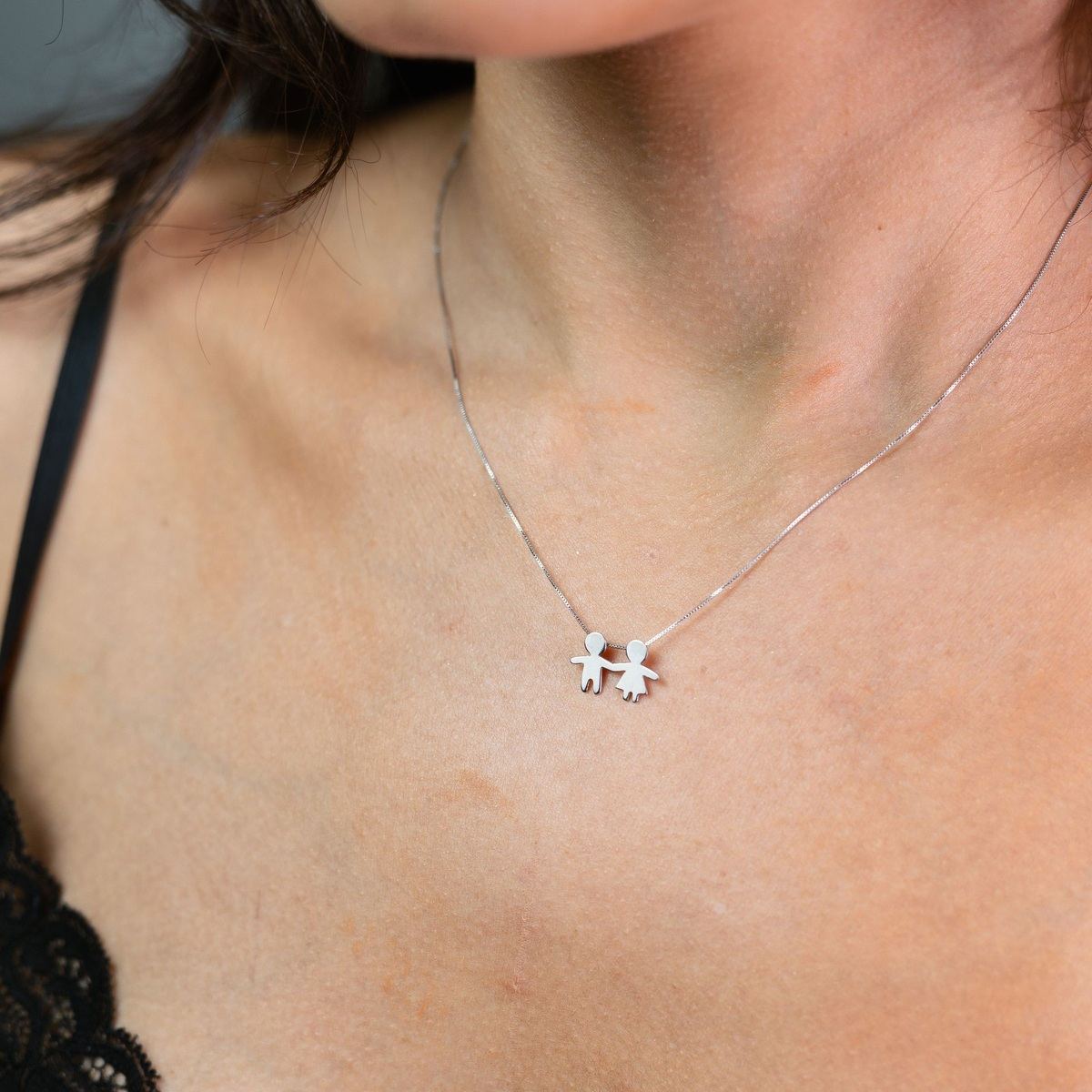 Colar Casal de Mãozinha 1cm Ouro 18k Rodinado