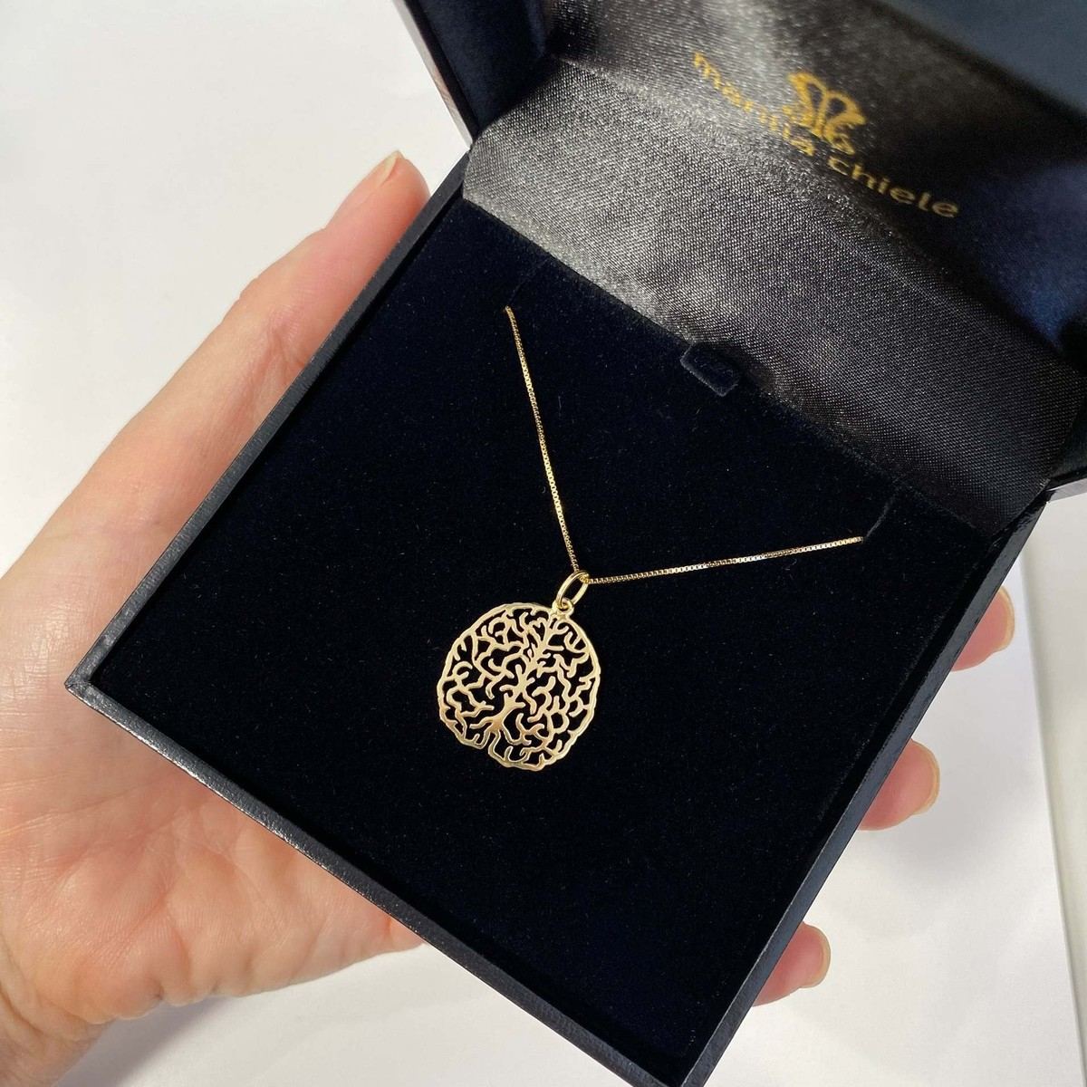 Colar Cerebro em ouro na embalagem