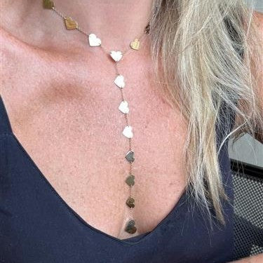 Colar Choker Gravatinha Corações Ouro 18k