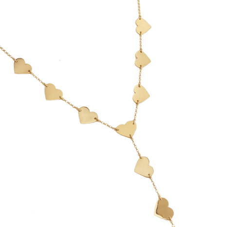 Colar Choker Gravatinha Corações Ouro 18k