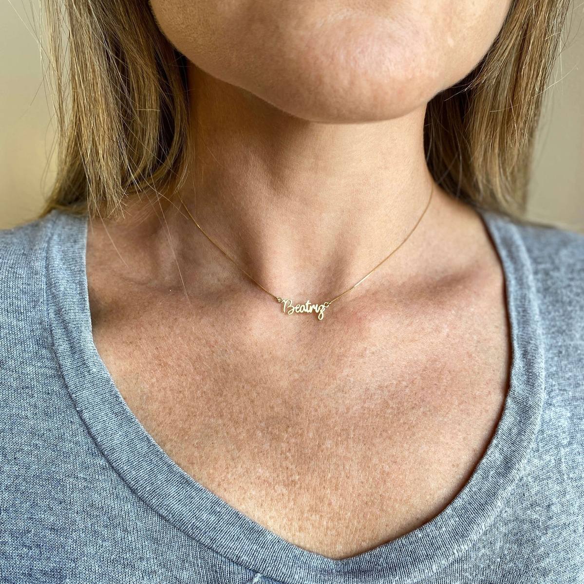 Colar Choker Veneziana Nome Ouro 18k