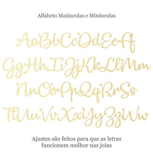 Alfabeto de letras do Colar Choker Veneziana Nome Ouro 18k