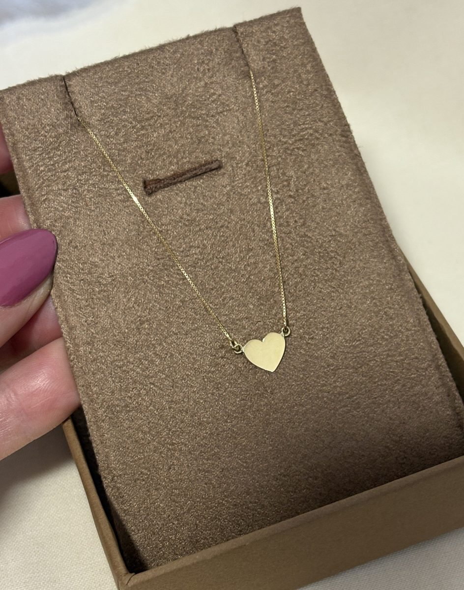 Colar Coração 8mm Ouro 18k na embalagem