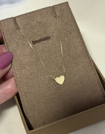 Colar Coração 8mm Ouro 18k na embalagem