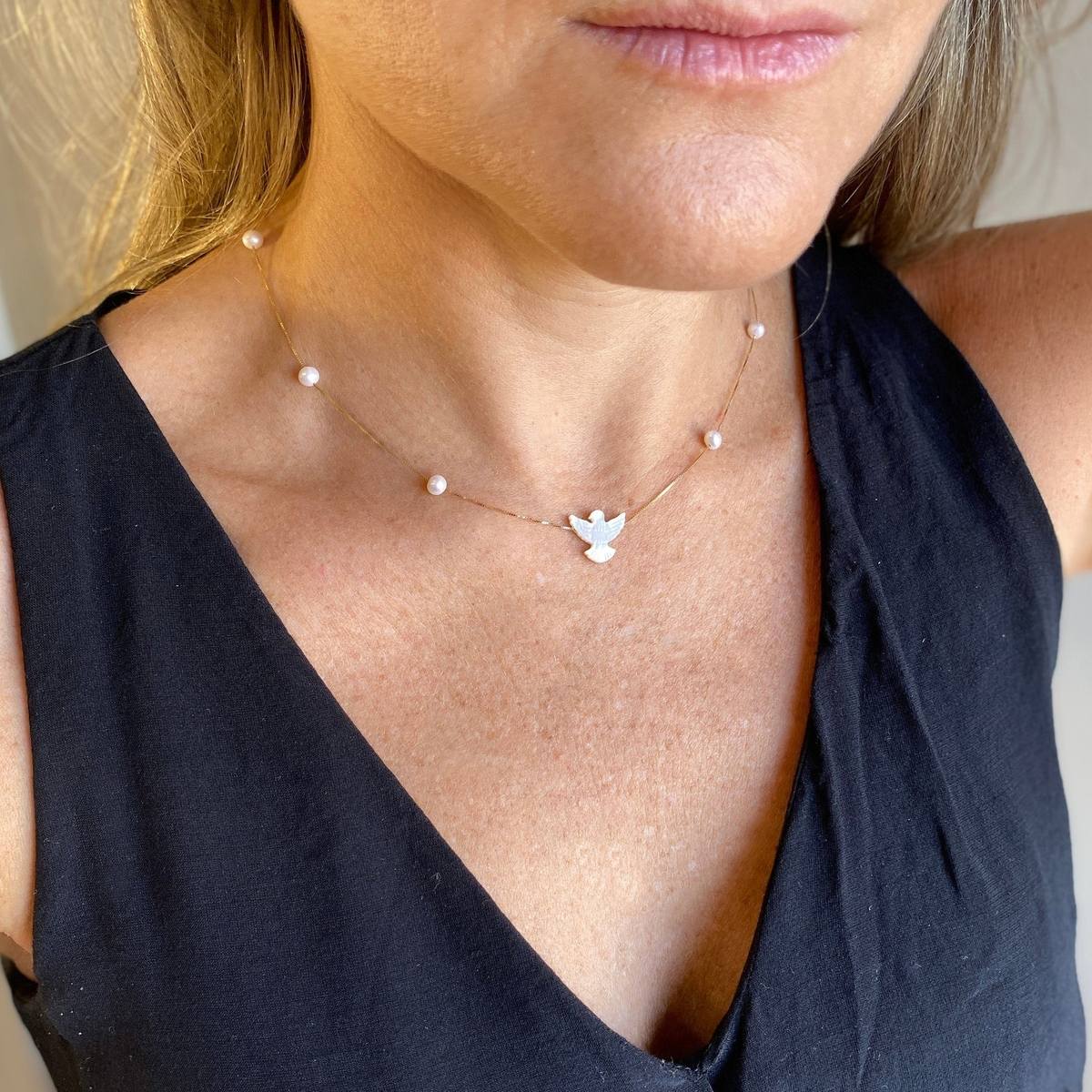 Colar Divino Espírito Santo Ouro 18k