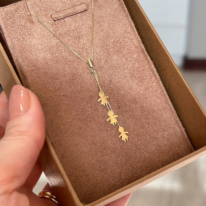 colar 3 filhos familia ouro 18k no estojo