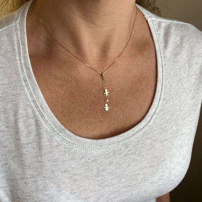 Colar Família Casal Filhos Ponto de Luz Diamante Ouro 18k