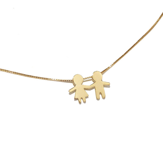 Colar Casal de filhos de Mãozinha em Ouro 18k