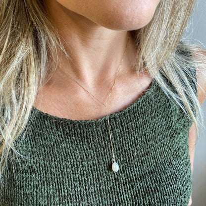 Colar Gravatinha Pérola Ouro 18k