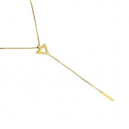 Colar Gravatinha Triângulo Ouro 18k