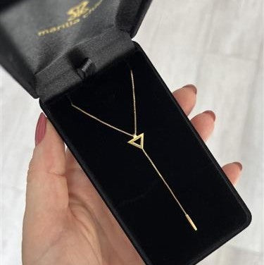 Colar Gravatinha Triângulo Ouro 18k