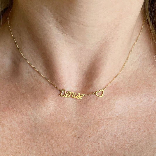 Colar Choker Nome Coração Ouro 18k