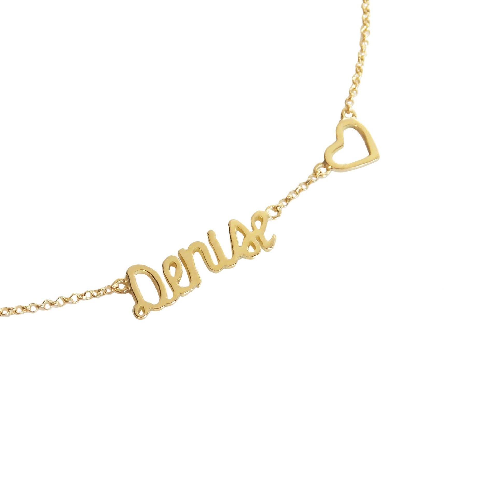 Colar Choker Nome Coração Ouro 18k