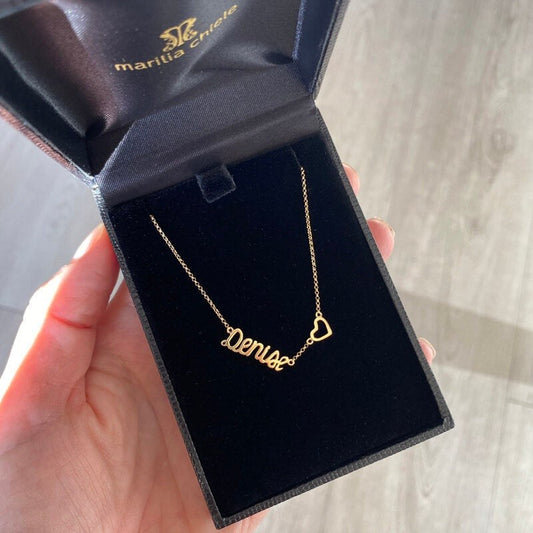 Colar Choker Nome Coração Ouro 18k