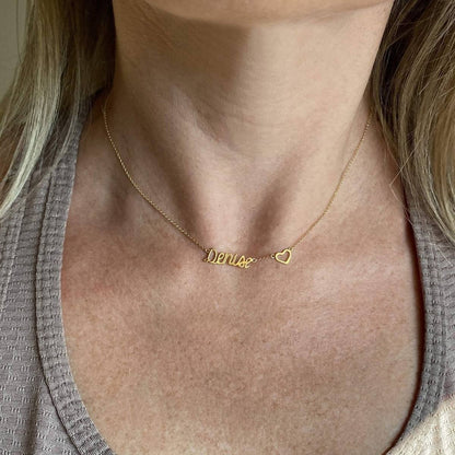 Colar Choker Nome Coração Ouro 18k