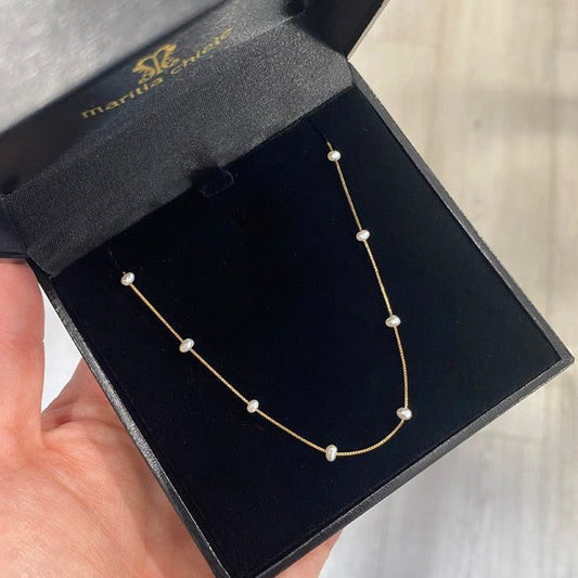 Colar 40cm Pérolas Pequeninhas Ouro 18k