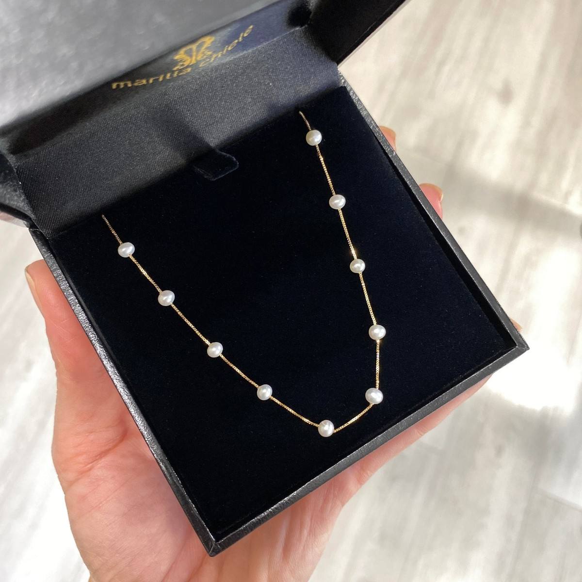 Colar Pérolas Pequenas Ouro 18k
