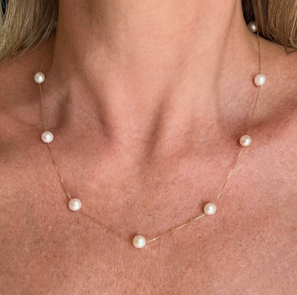 Colar Pérolas Batata Ouro 18k