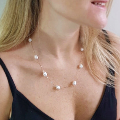 Colar Pérolas Ovais Grande Ouro 18k