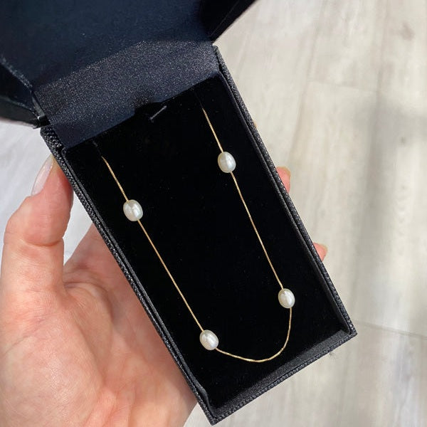 Colar Pérolas Ovais Ouro 18k