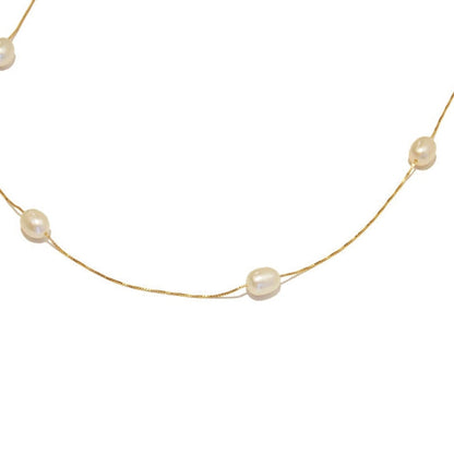Colar Pérolas Ovais Ouro 18k