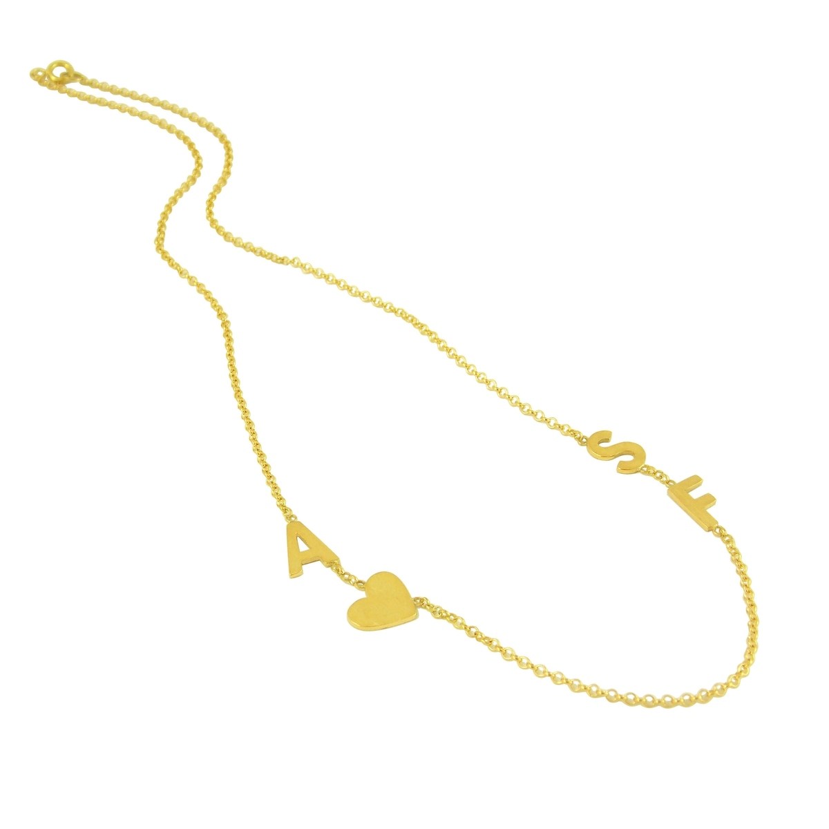 Colar Personalizado Letras e Coração Ouro 18k