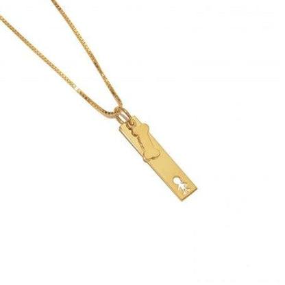 Colar Placa Menino Osso Ouro 18k