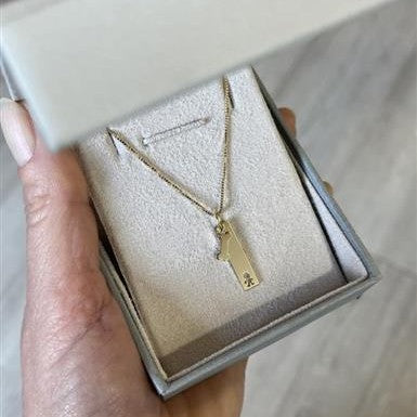 Colar Placa Menino Osso Ouro 18k