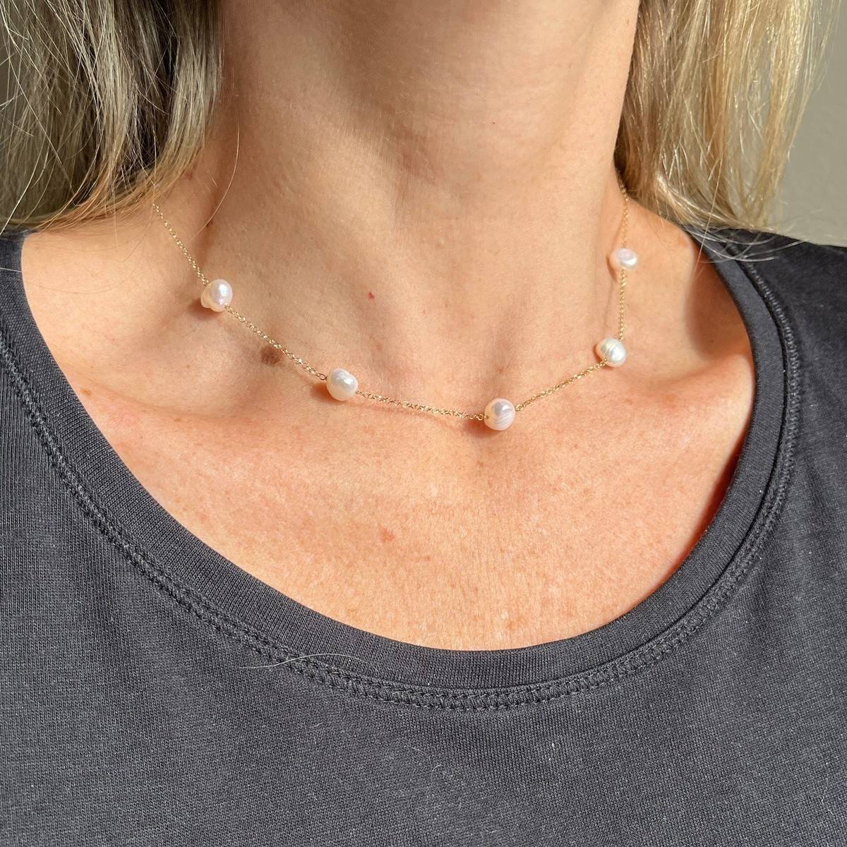 Colar Portuguesa Pérolas Ouro 18k