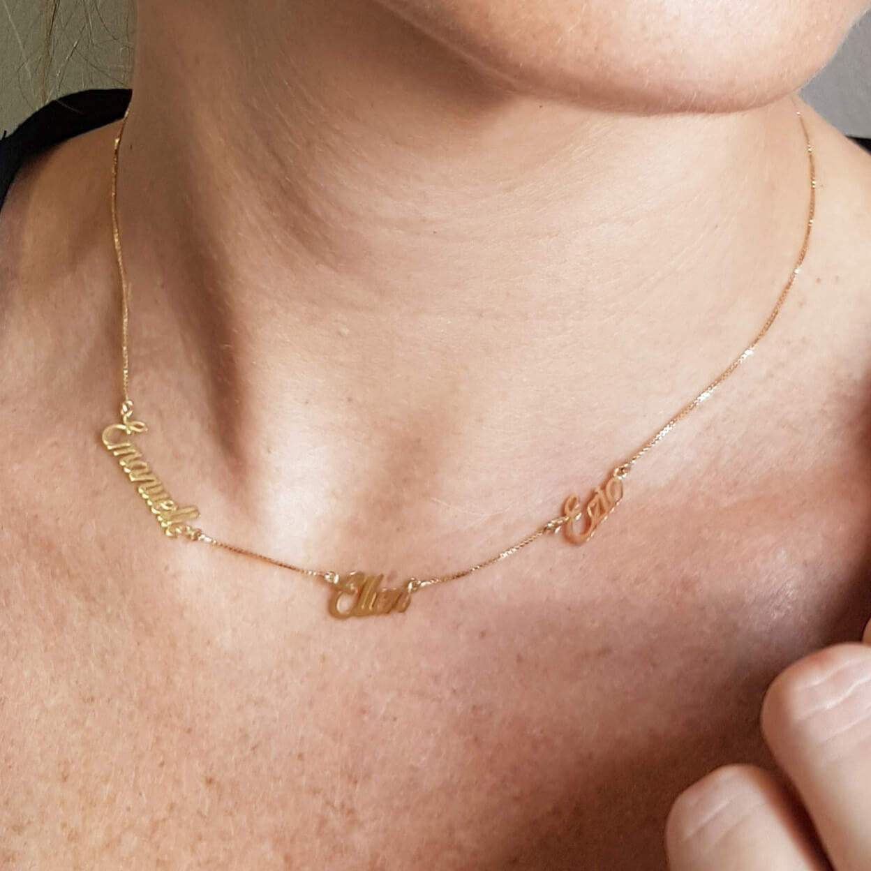 Colar 3 Nomes Ouro 18k