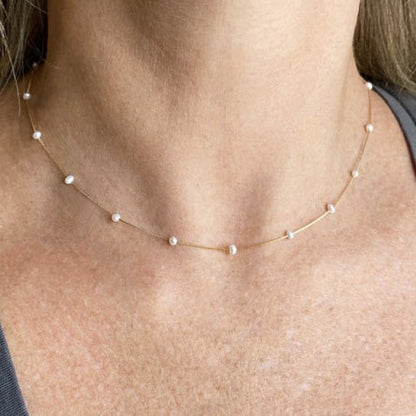 Colar 40cm Pérolas Pequeninhas Ouro 18k